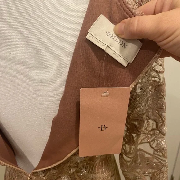 New BHLDN Mackenzie Embroidered Metallic Rose Gold Size 8 - Picture 14 of 15